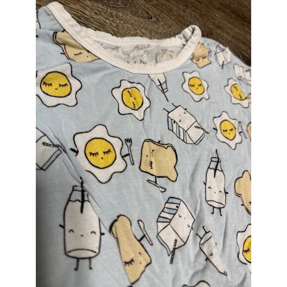 Little sleepies breakfast eggs milk toast print pajamas set 5/6 - Picture 4 of 7